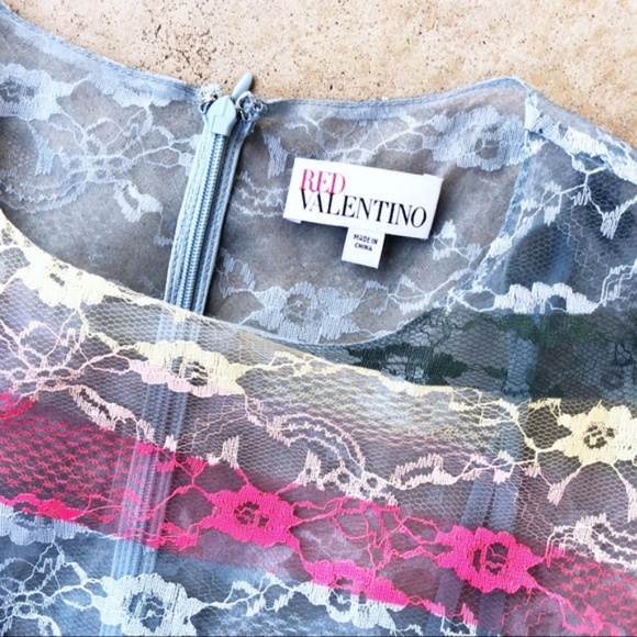 Red Valentino Rainbow Lace Fit & Flare Dress - Picture 3 of 7